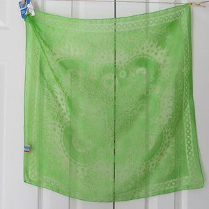 A PARIS SCARF Neckware Made in Japan VINTAGE Green Sheer Original Tag